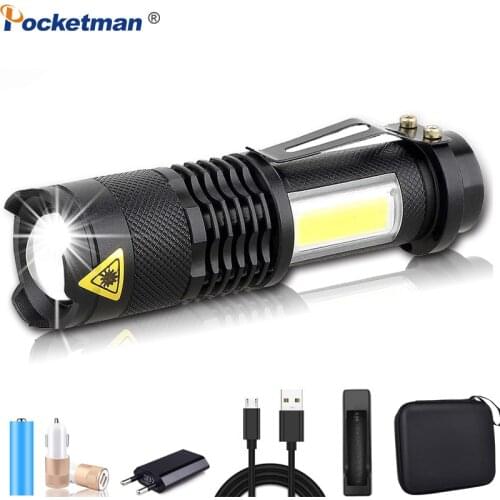 3800LM LED Torch Q5 COB Super Bright Portable Waterproof LED Flashlight Zoom Torch Penlight Use AA 14500 Battery Light Lantern