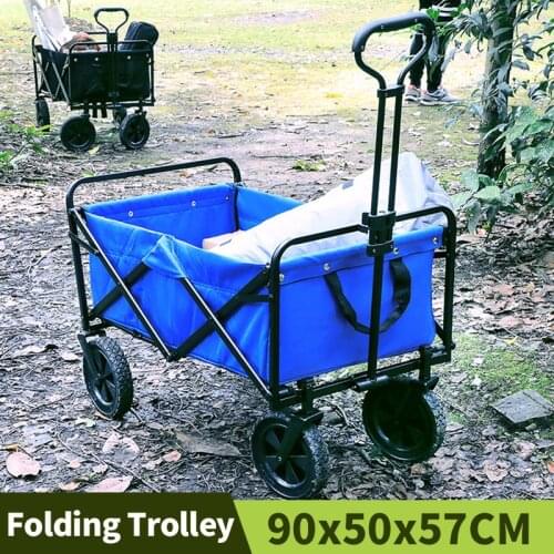 Wagon Cart Folding Cart Foldable Trolley Camping Cart Outdoor Wagon 4 Wheel Grocery Cart Luggage Cart For Travel And Shopping