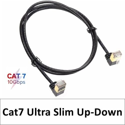 Up Down 90 Degrees Ethernet Slim Cable RJ45 Cat7 Lan FTP RJ 45 Network Cable for Modem Router TV Box Networking LAN Cords