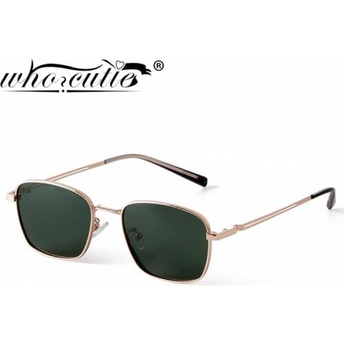 WHO CUTIE Vintage Update Hexagon Green Polarized Sunglasses Men Women Retro Flat Top Lens Metal Frame Sun Glasses Shades Female