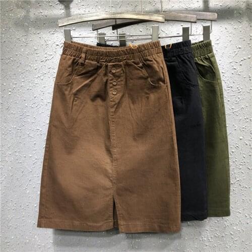 Spring Summer Casual Womens Elastic High Waisted Stretchy Army Green Black Denim Skirt , Fall Woman Clothes , Jeans Skirts