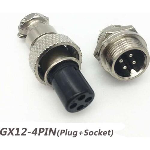 1Pair GX12 Docking 4Pin Male Female Circular Panel 12mm M12 Metal Connector Butt Joint Aviation Plug Socket