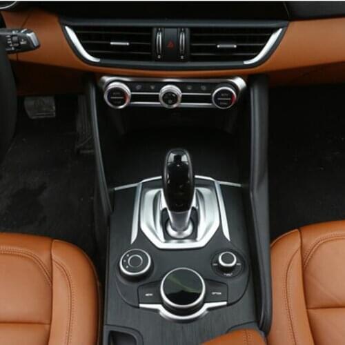 For Alfa Romeo Giulia Stelvio 2017-2018 1PC ABS Chrome Car Matte Silver Gear Shift Knob Panel Cover Trim Car Styling Accessories