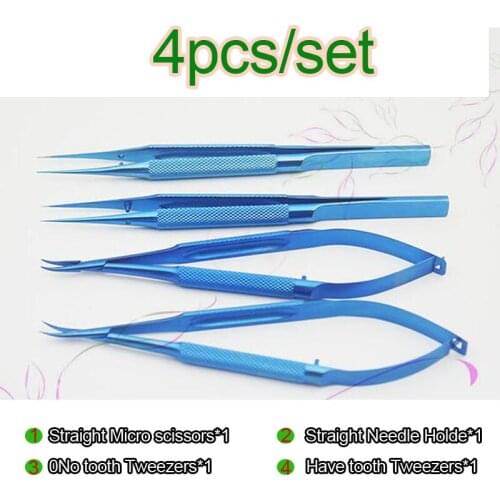 14cm Titanium alloy ophthalmic microsurgical instruments Needle Holder Micro scissors