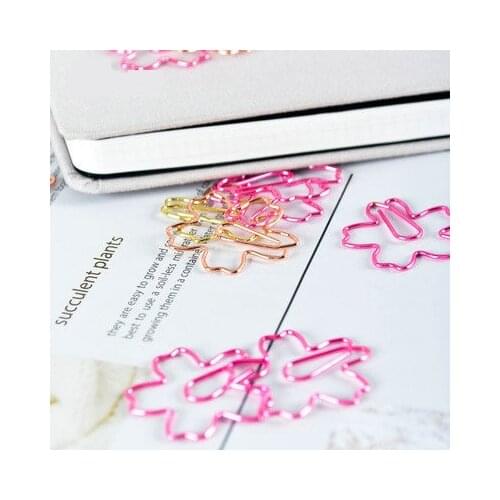 20 Clips/Set Sakura Flower Shaped Paper Clips Decorative Metal Binder Clips Paper Organizer Pink/Gold Rose Gold Office Clips