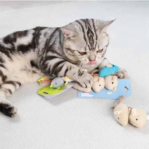 3Pcs/Set Cat Toys Mouse Shape Plush Bite Resistant Interactive Catnip Toy Cat Bite Toy Pet Supplies