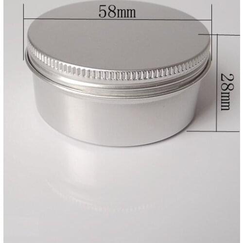 50pcs/lot--Dia.58mm * H.28mm 50g Cosmetic Aluminium Containers Small Empty Skin Care Cream Sample Storage Jars Party Gift Boxes