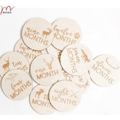 Free shipping set of 12pcs engraved baby monthly milestone blocks plaques baby milestone
