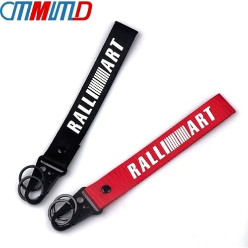 RALLIART Ribbon Key Chain Key Ring Car Styling For Mitsubishi ASX Lancer 10 Pajero Sport Outlander 3 KeyChain car accessories