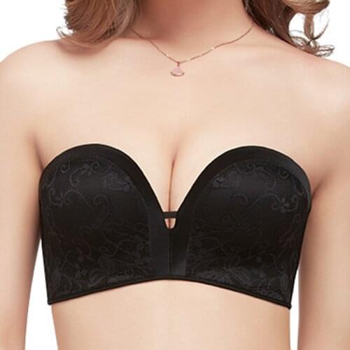 Women Comfort Lift Strapless Bra Push Up Strapless Bra Lace Bandeau Bras can CSV