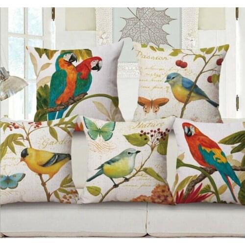 Rural Birds toon Cotton Linen Pillow Case Throw Cushion Case Home Soft Room yy Gifts Single Sides
