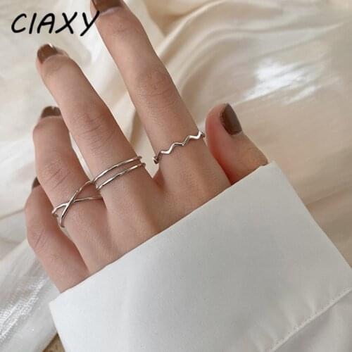 CIAXY 925 Sterling Silver Double Layer Design Cross Ring for Women Fashion Open Ring Party Jewelry Anillos