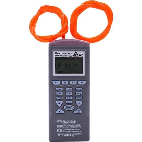 AZ9631 100 psi digital pressure gauge measures and records gauge pressure and differential pressure in 3 measurement modes