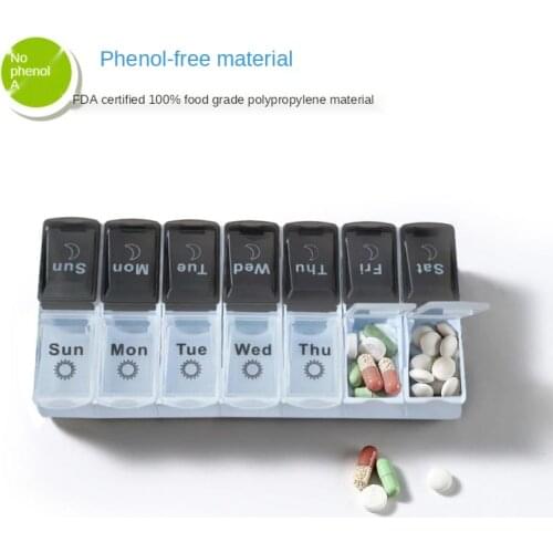 Weekly Pill Case Medicine Tablet Dispenser Organizer Pill Box 14 Grids Splitters Pill Storage Organizer Container