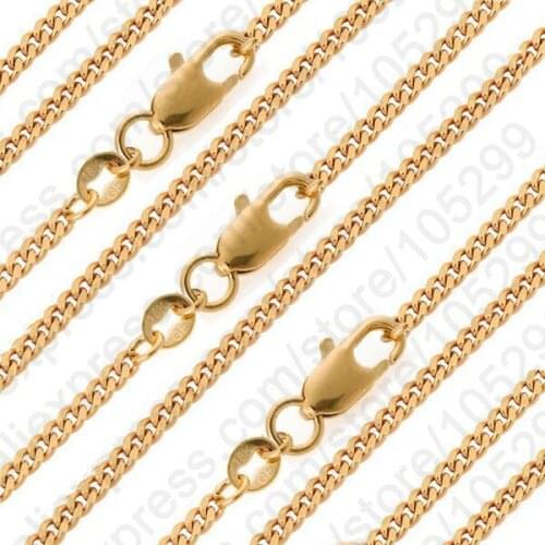 Nice 10PCS Stamped Necklace Chains 16-30" Yellow Gold Filled Flat Curb Necklace Sets Of Pendant Mens Jewelry Gift