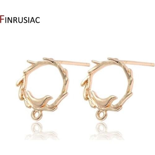 14k Gold Jewelry Making Supplies 925 Silver Needle Bird Round Earrings DIY Earring Jewelry Accessories Wholesale