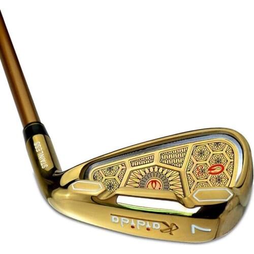 Kaidida G3 Gold Color Steel Head 7 Iron Golf Club Graphite Shaft R-Flex Natural Rubber Grips Iron Club for Men and Women