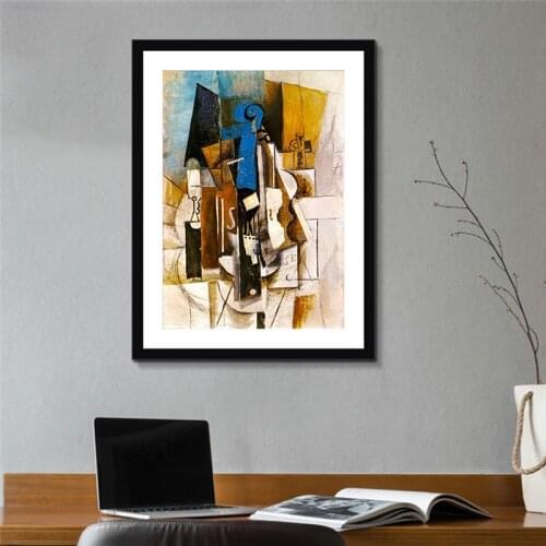 Painting Canvas Violin By Picasso Abstract Posters And Prints Wall Art Pictures For Living Room Bedroom Home Decoration