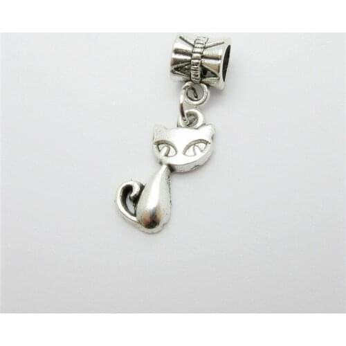 Classic 25pcs cat charms bead fit Pandora charm bracelet pendants for jewelry making DIY