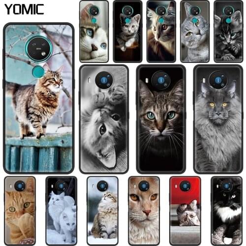 Cat Lovely Cute Cover for Nokia 7.2 5.3 5.4 2.3 3.4 2.4 4.2 3.2 1.4 Black Phone Cases 8.3 5G 1.3 2.2 C3 C2 Tennen TPU Animal Sac
