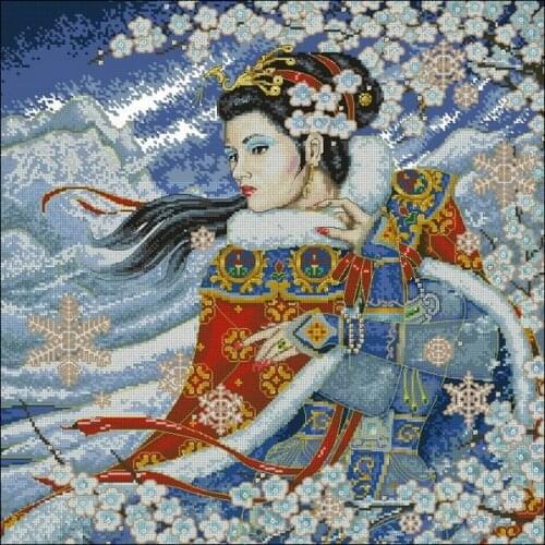 Winter Snow Plum Blossom Embroidery Needlework 14CT Unprinted Cross Stitch Kits DIY Arts Handmade Home Decor