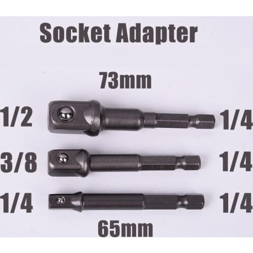 3pcs 1/4" 3/8" 1/2" Chrome Vanadium Steel Socket Adapter Set Hex Shank Extension Drill Bits Bar Set Ball Extension Power Tools