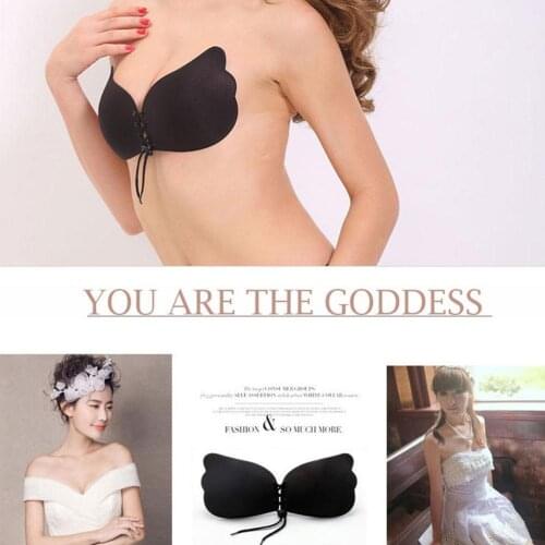Invisible Underwear Gather Wing Silicone Bra Silicone Strapless Bra Sticker Nipple Blackless Bandage Invisible Chest Z2E0
