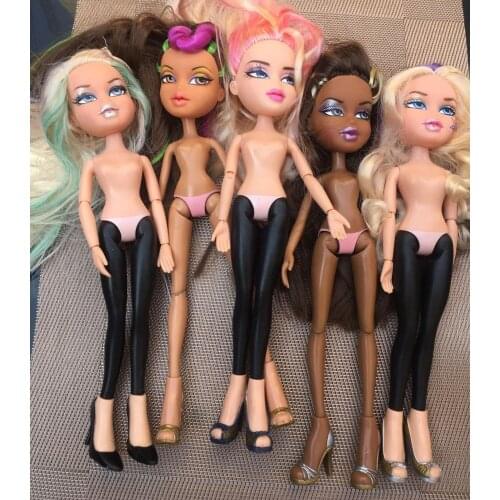 New Rare Dancing Girl Doll Head Big Eyes Bratzs Doll Figure Body Parts Colorful Head Original Doll Part White Brown Skin Colors