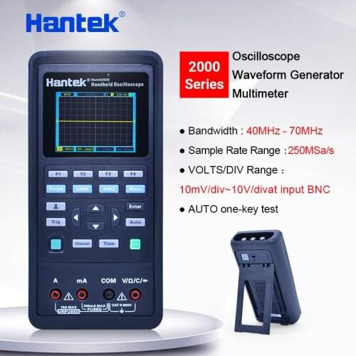 Hantek Oscilloscope + Waveform Generator + Multimeter automotive USB 2 Channels 40mhz 70mhz 250MSa/S color LCD display tools
