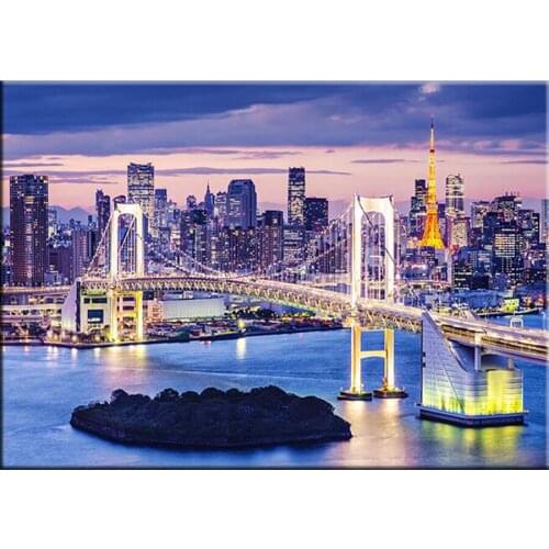 Full square drill 3D diamond painting cross stitch diamond embroidery mosaic pattern Rainbow Bridge new york Night scenery decor