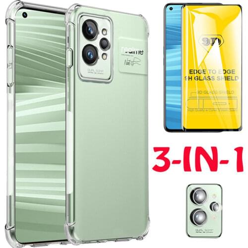 Funda Realmi-7-5G Case, Shockproof Airbag Cover for OPPO Realme 7 5G Case Crystal + Protective Glass Realmi/Realme 7 5G/Pro Case