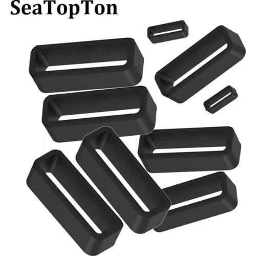 New 10Pcs Black Watchband 12 14 16 18 20 22 24 26 28 30mm Silicone Band Rubber Watch Strap Loops Ring Accessories Holder Locker