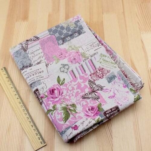 Retro Style Butterfly Rose Linen fabric DIY Tablecloths cloth cushion pillow bag for patchwork sewing home textile 145*100cm