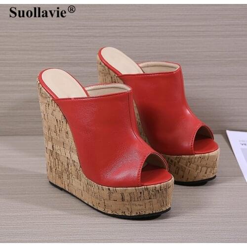 Suollavie 2021 Summer Simple Comfortable Womens Slippers Shallow Open Toe Rubber Sole Sandals Red Size 35-42