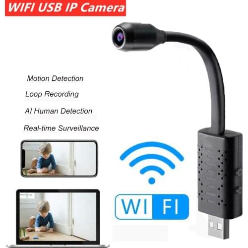 Full HD Smart Mini Wifi USB Camera Real-time Surveillance IP Camera AI Human Detection Loop Recording Mini Camera Dropshipping