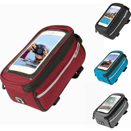 Waterproof Bicycle Bag MTB Road Bike Front Tube Bag 6inch Phone Touch Screen Saddle Mobile Phone With Headphone hole Bike Access