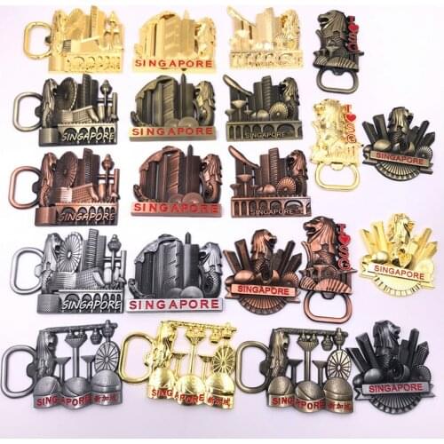 BABELEMI High Quality 3D Metal Fridge Magnets Singapore Fridge Magnet Sticker Bottle Opener Travel Souvenir Magnetic Decorations