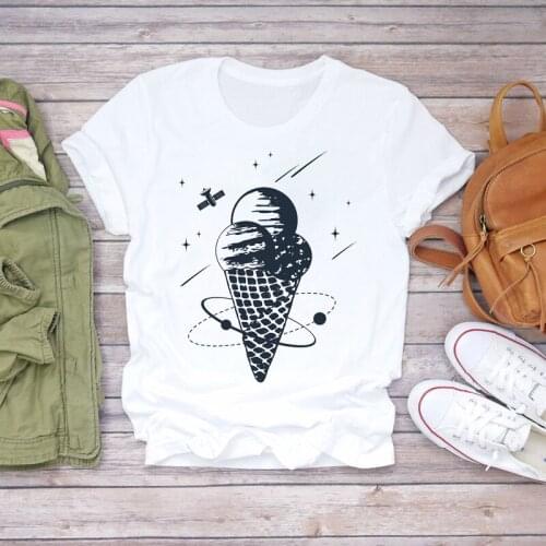 Women Short Sleeve Space Star 90s Cute Print Clothes Lady T-shirts Top Womens T Shirt Ladies Stylish Sweet Tee T-Shirt