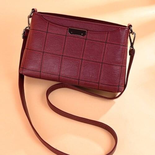 Women Messenger Bags Small Female Plaid Leather Shoulder Bag Sac A Main Ladies Vintage Handbags High Quality Leather Bag Girls