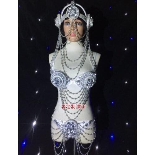 Female Future Technology Space Exaggerated Headdress Stage Performance Props Nightclub Sexy GoGo Dance Team Ds Costume