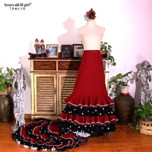 Girls Spanish Dress Flamenco Cotton Women Ballroom Waltz Dance Costumes Foxtrot WeaCWQ14
