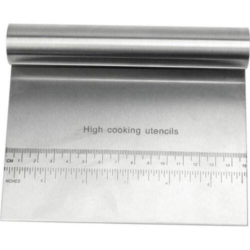 1PC Silver Stainless Steel Smoother Cake Scraper Cutter Pastry Scraper Kitchen Baking Tool