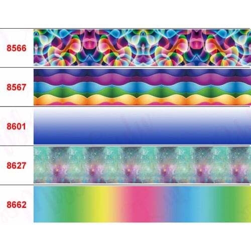 16mm-75mm Gradient Color Series Printed Grosgrain/Elastic Ribbon Colorful Heart DIY Birthday Party Decor 50yards/roll