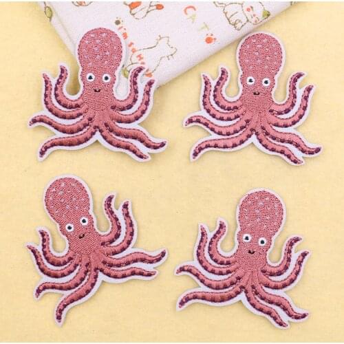 2PCS Octopus Animals Patches Cartoon DIY Patche Cute Applique Iron on Transfers for Clothing 3D Embroidery Clothes Stickers