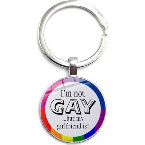 2020 Gay Gay Pride Rainbow Glass Dome Pendant Keychain Car Keychain Keyring Keychain LGBT Jewelry Keychain Charms