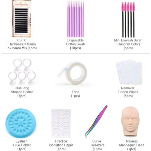 2020 New False Eyelash Extension Training Kit Practice Eye Lashes Graft Exercise Practice Mannequin Head Set Grafting Eyelash