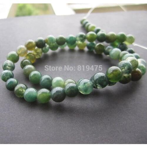 4 6 8 10mm Natural Moss Stone Special Stone 15.5" Round Beads for jewelry making