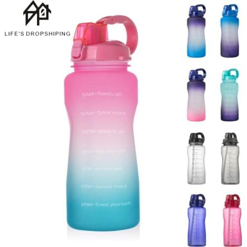 2000ML large capacity water bottle tritan material bouncing cover with straws outdoor sports Fitness water bottle BPA Free