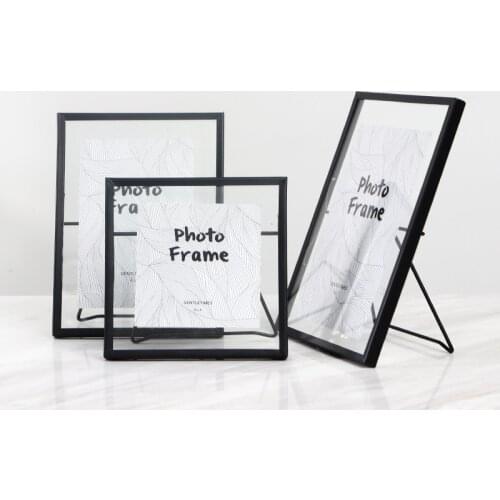 Black Metal Photo Frames 4inch Geometric Photo Holder Frame Plant Dried Flower Specimen Transparent Acrylic Photo Frame Decor
