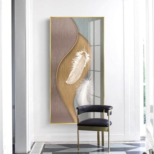 Nordic style Feather Geometric pattern Modern Nordic style Decorative Canvas Wall Art Posters for porch Living Room office decor